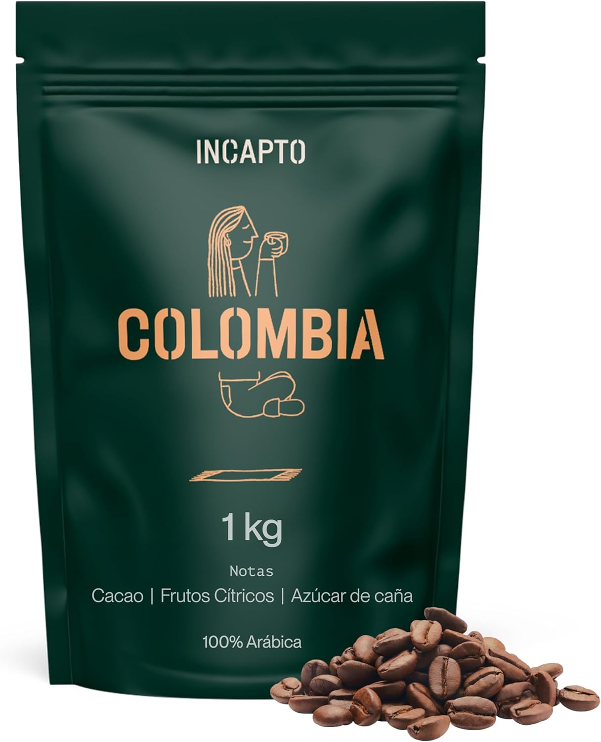 Incapto Café en Grano de Especialidad 1kg | Origen Colombia | 100% Arábica | Specialty Coffee 84 puntos SCA | Tueste Natural y Artesanal | Finca Huila, Cadefihuila