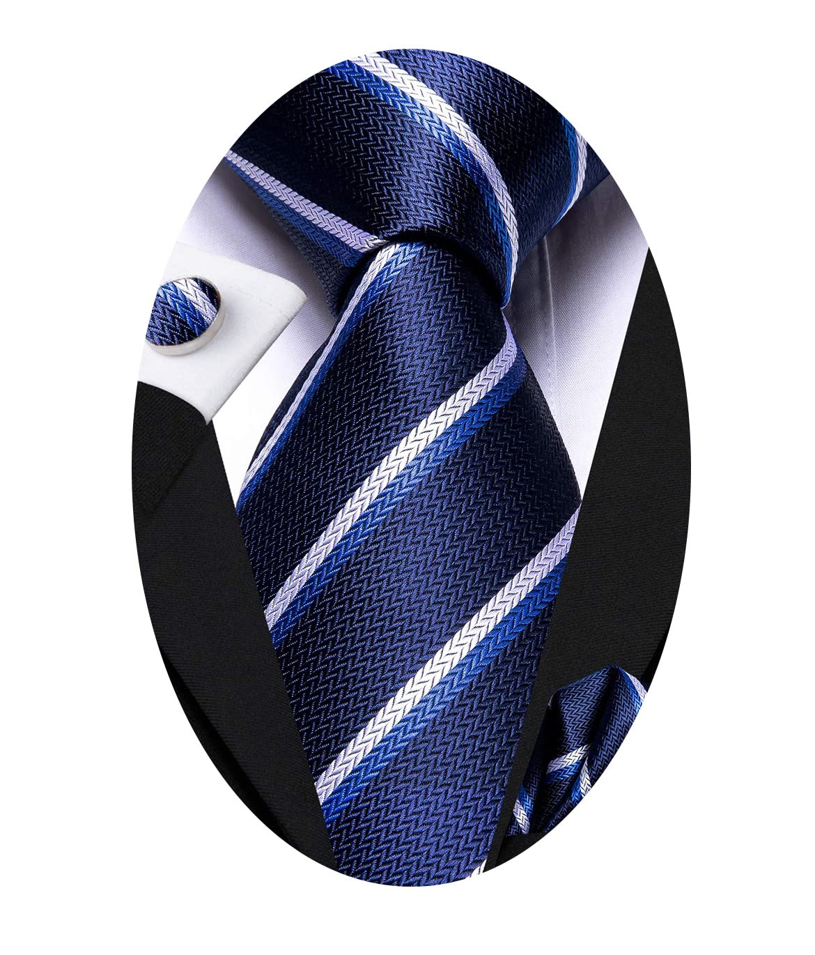 Hi-TieSilk Paisley Necktie and Pocket Square Cufflinks Set