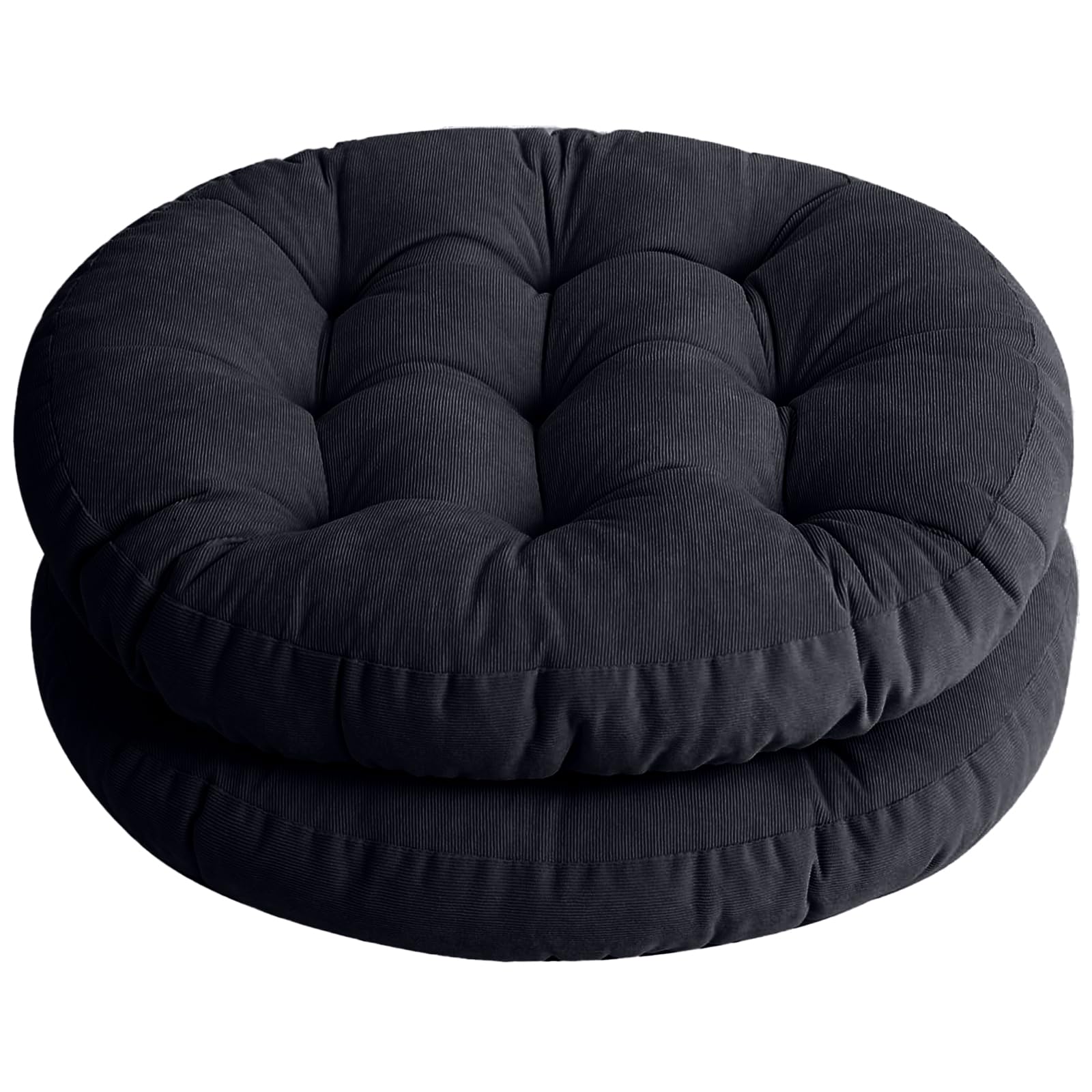 Tiita Solid Papasan Patio Seat Cushion Round Chair Pad Home Floor Cushion 22 Inch Set of 2 Throw Pillows Indoor/Outdoor (Dark Grey, 22 x 22 x 4 Inches)