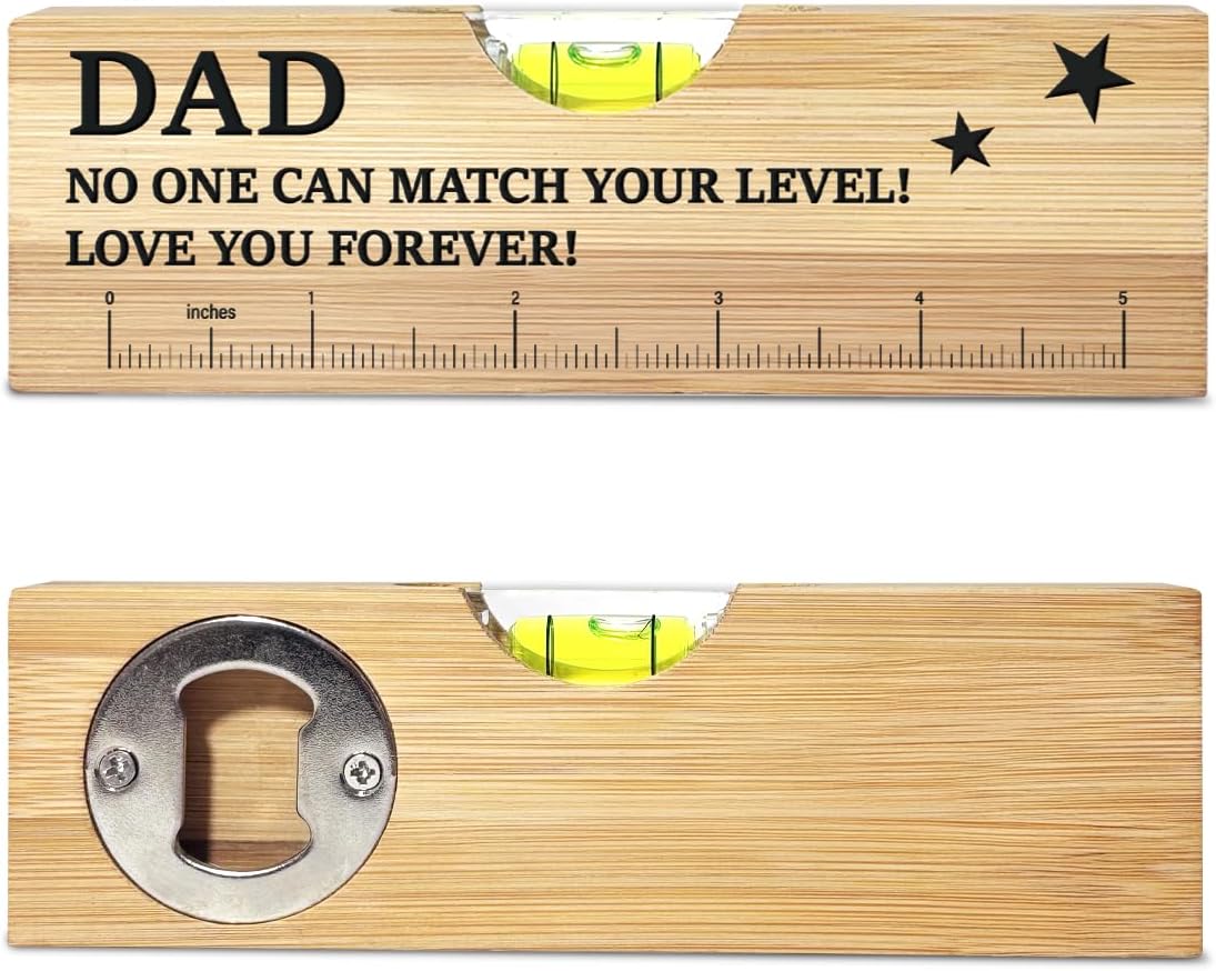 Father's Day Gifts for Dad from Daughter Son Wooden Spirit Level Fathers Day Birthday Valentines Christmas Thank You Gifts Ideas for Papa Daddy New Dad Grandpa from Daughter Son Wife