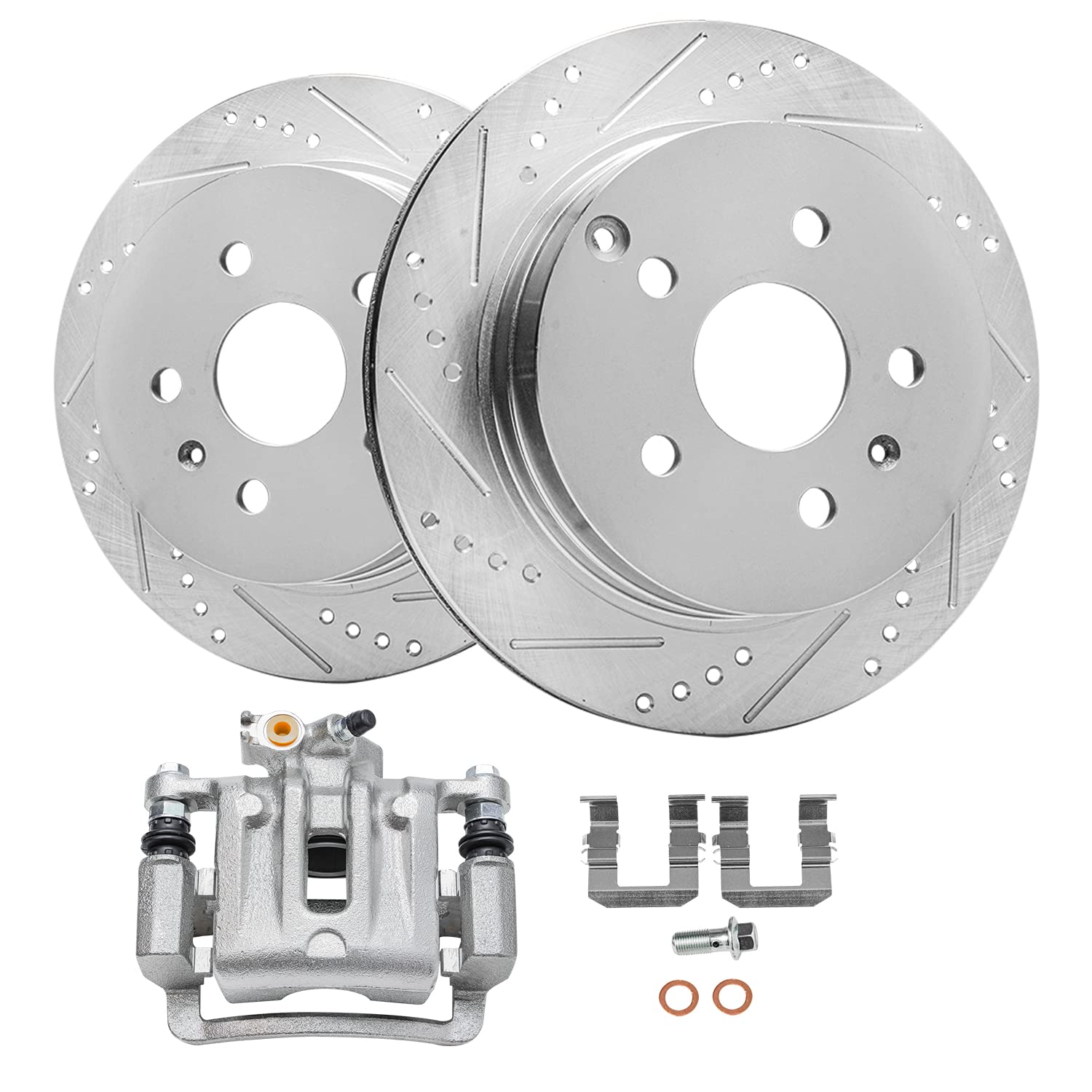 Detroit Axle - Rear Drilled Brake Rotors Left Brake Caliper for 2010-2017