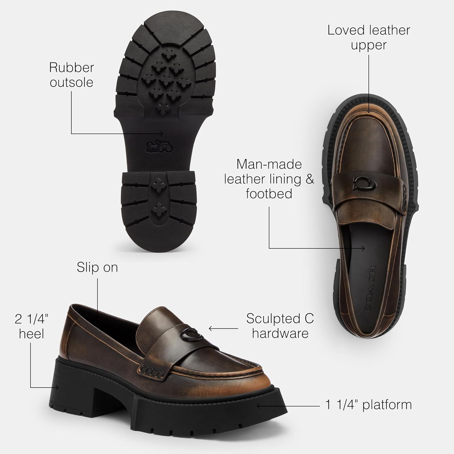 COACH CBV18 BLK 9.5 B Leah PLTFRM LVD LTH Black 9.5 B - Image 3