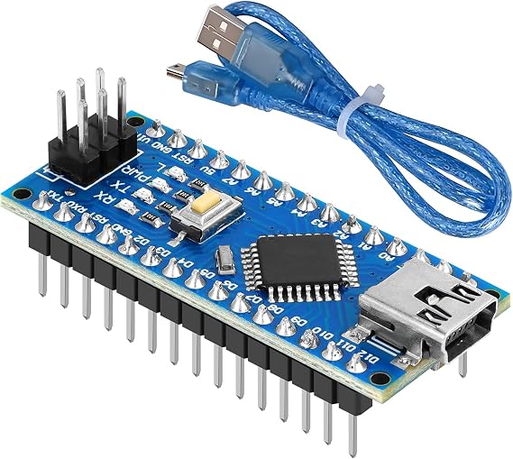 MakerFocus Pre-Soldered Nano V3.0 Board ATmega328P Microcontroller CH340 Chip 5V 16M with USB Cable Compatible with Arduino IDE(Mini USB B Port)