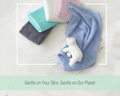 Miniatura 6 de Paquete de 12 paños de 13.0 x 13.0 in - Paños suaves para tu cara, paños de lavado para tu cuerpo (blanco + verde azulado)