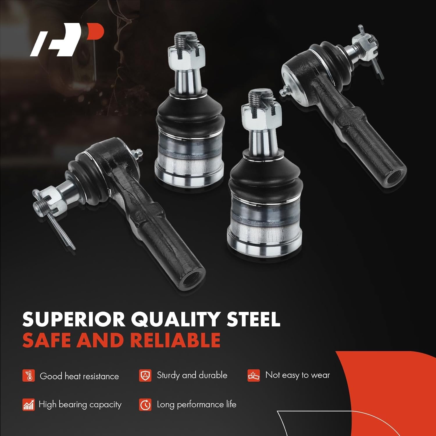 A-Premium Set of 6, Front Lower Ball Joint, Inner & Outer Tie Rod End, Compatible with Dodge Dakota 1991-1996