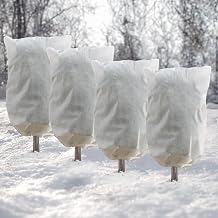 DazSpirit 4 Pieces 60 x 80 cm Winter Frost Protection Fleece for Plants with Drawstring, Plant Covers Protects Against Frost, Winter, Animals | Tela Antiheladas para Plantas con Cordón y Cremallera, Cubre Plantas Protege de Las Heladas, Invierno, Animales