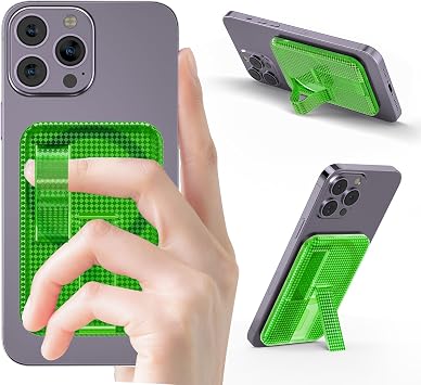 AUROX Magnetic Finger Phone Grip for MagSafe Stand, Phone Grip Strap Holder as Kickstand, Magnetic Phone Grip Holder, for iPhone 17/16/15/14/13/12 Series, Green Translucent