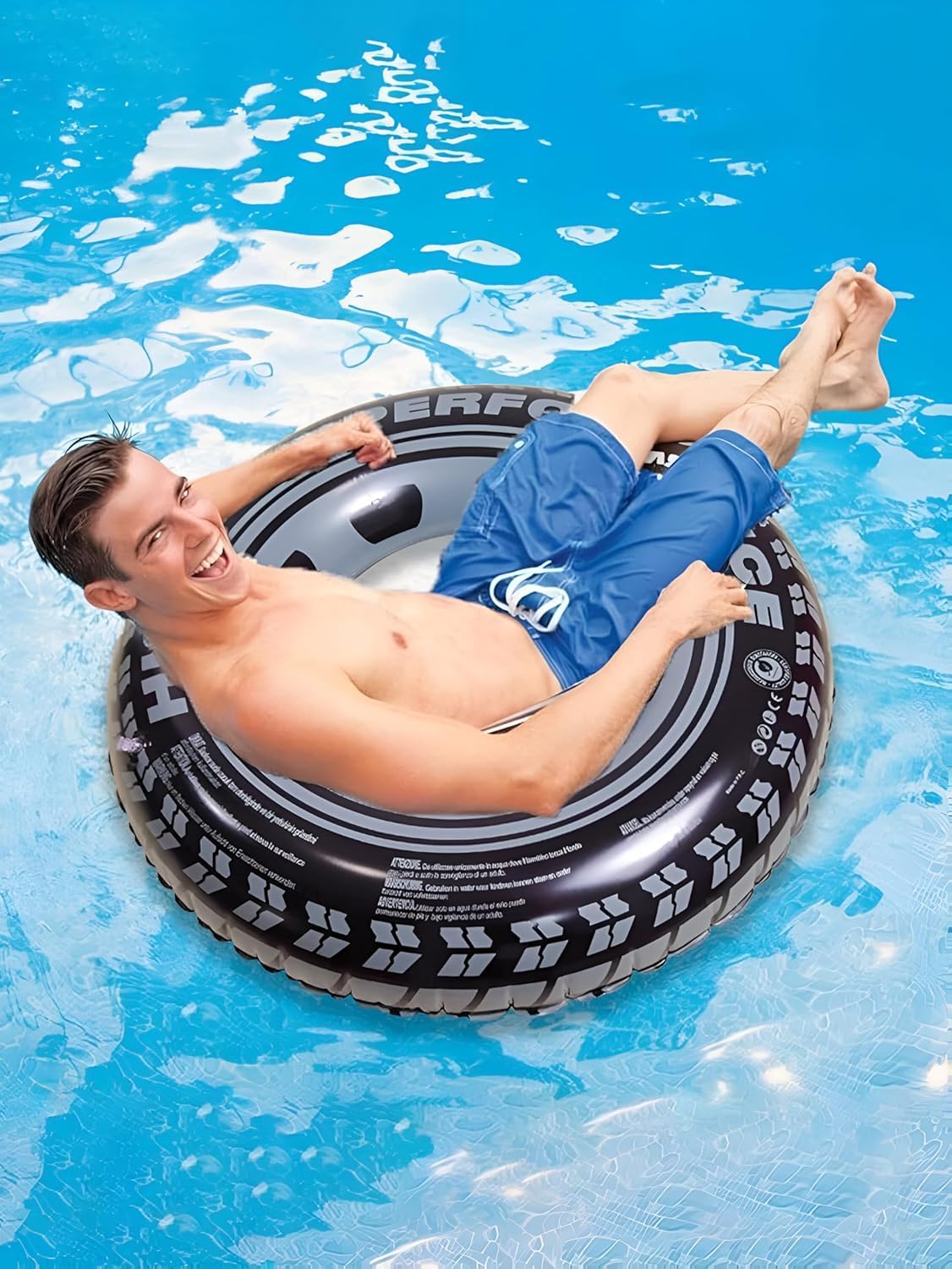 Inflatable Pool Float Tyre Tube, 80 cm Black Swimming Ring for Adults, Summer Water Float for Pool Beach Lake