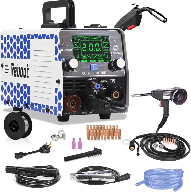 5-in-1 Aluminum Welding MIG Welder with Spool Gun 120V/240V | 2026 Upgraded Synergic Control Complete Kit, MIG Gas, Flux Core Gasless, Lift TIG, Stick, Steel & Metal Finishing