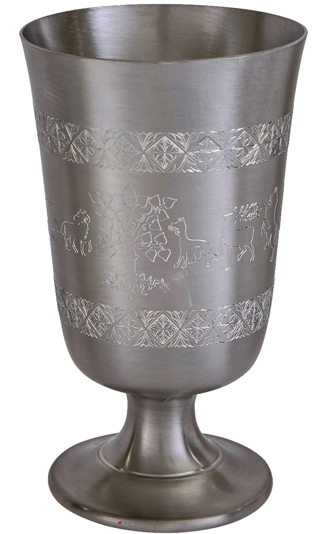 I LUV LTD Peltro Medievale Scena di Caccia a Piedi Calice Tazza 6.5 Pollici Calice Antico Fine Perfetto per L'incisione