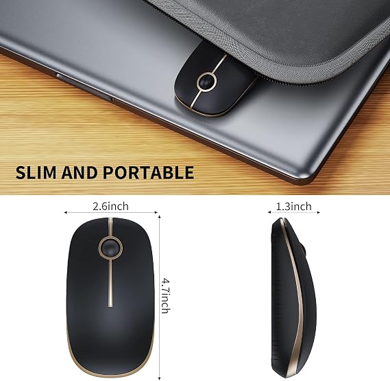 VssoPlor Wireless Mouse, 2.4G Slim Portable Computer Mice with Nano Receiver for Notebook, PC, Laptop, Computer
