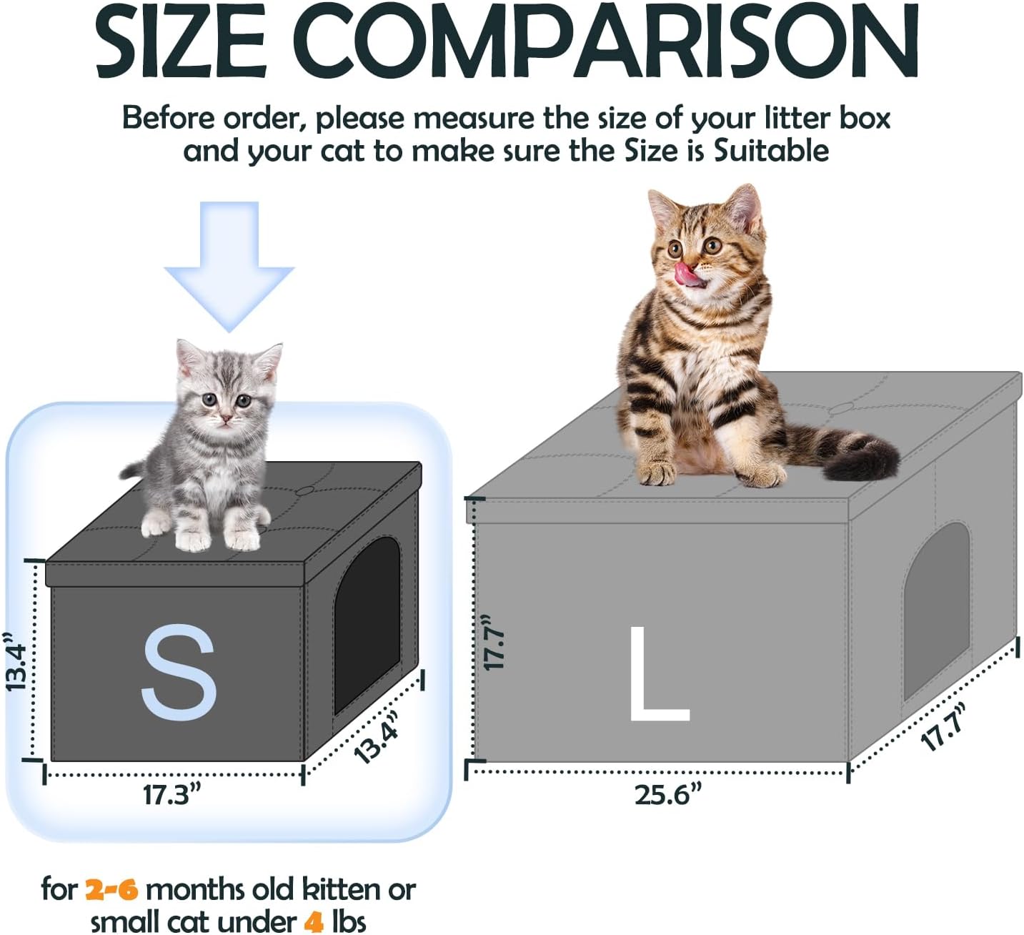 MEEXPAWS Cat Litter Box Enclosure Furniture Hidden for Small Cat, Washroom Bench Cabinet |16 x 12x13 in| Dog Proof | Waterproof Inside | Easy Clean Assembly | Odor Control | Litter Box Not Include