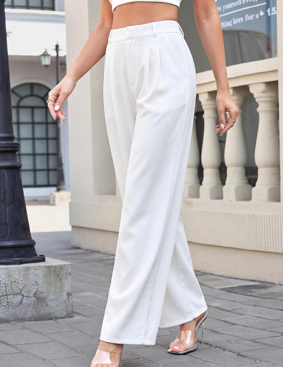 Women High Waisted Pants Wide Straight Leg Office Trousers Loose Fit Dressy Casual 2026 Summer Slacks with Pockets