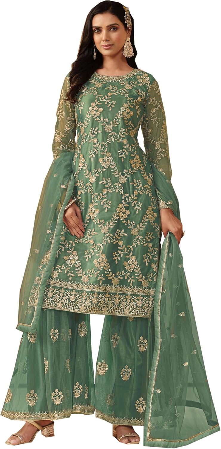 Party wear shalwar kameez suits heavy worked pakistani designer palazzo  pant dress