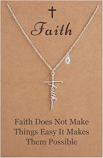 SANNYRA Faith Necklace for Women, Initial Christian Cross Necklaces, 18K Gold Silver Rose Gold-Plated 26 Letters Religious Cross Pendant Jewelry for Her