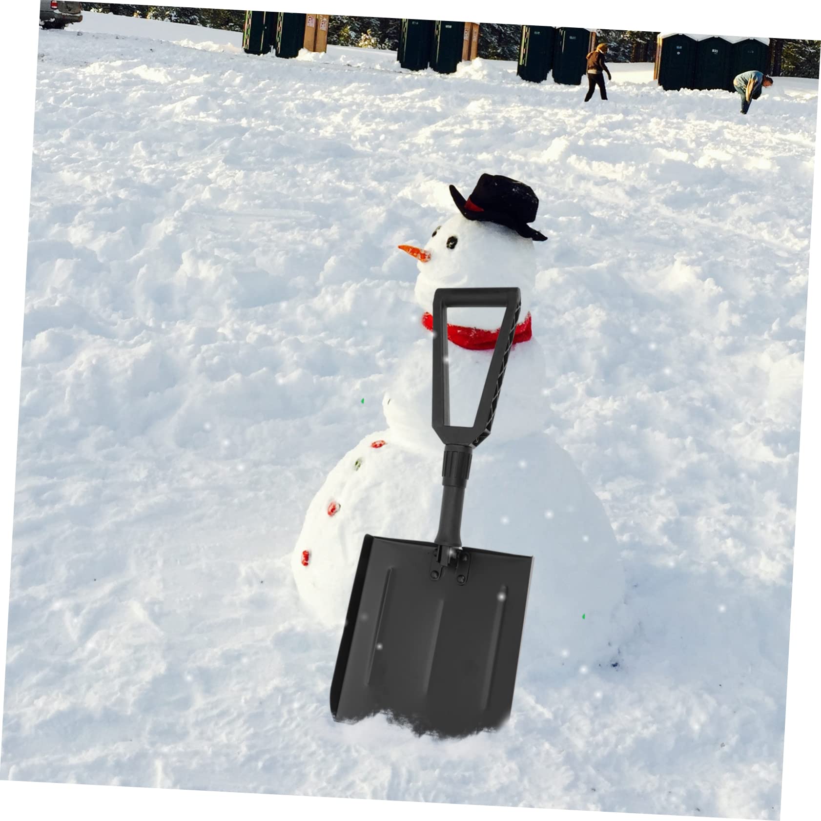 Einziehbare Schneeschaufel 1 Stück Eisen Kunststoff Schwarz | Ergonomischer Griff, Rutschfest und Stabil, für Schneereiches Wetter und Kofferraum Aufbewahrung
