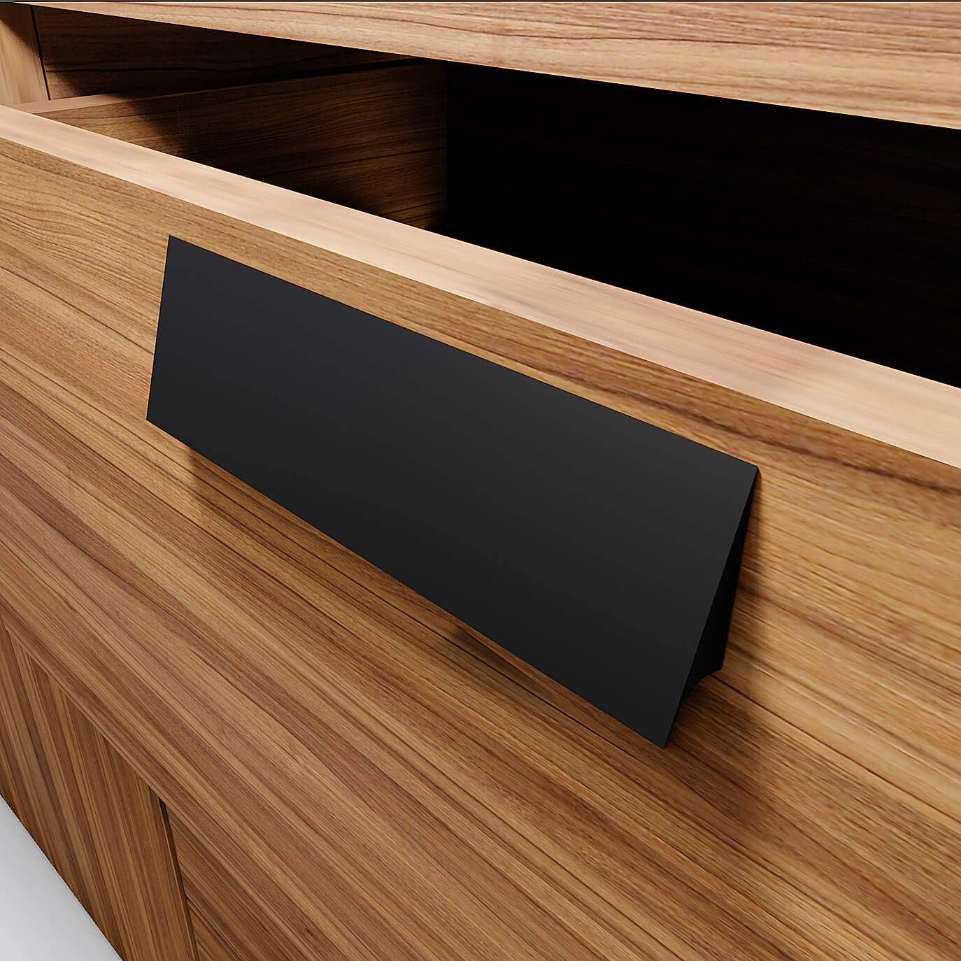 HRX Self-Adhesive Edge Fingerpull Door Handle - Easy to Install Screwless Peel and Stick on Glass, Wood, Metal, Plastic - Sliding Doors Knob for Kitchen Fronts, Drawers & Dressers Panels - 6 Pack