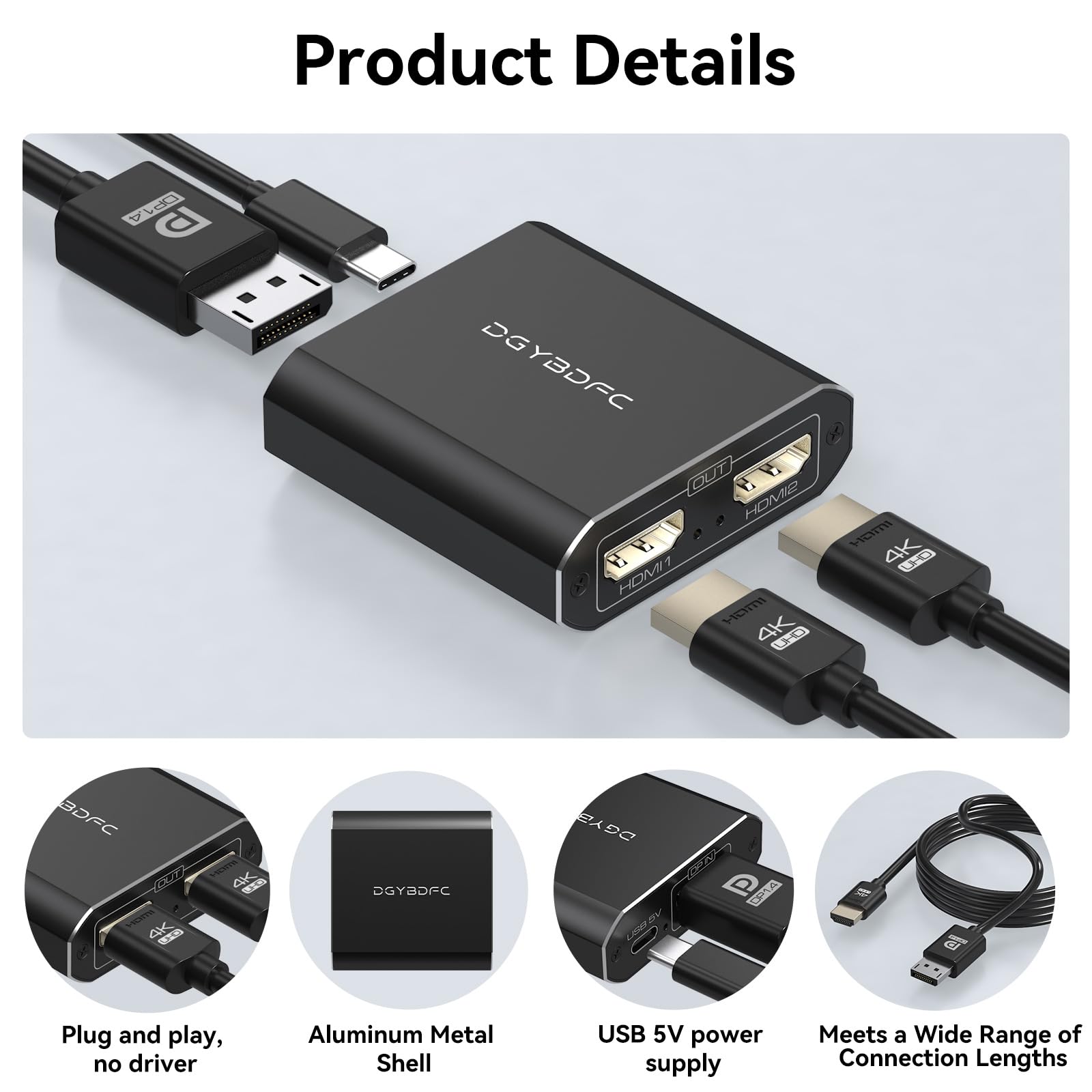 Displayport zu Dual HDMI Adapter 1 in 2 Out Dual 4K60Hz Extend/Copy DP 1.2 zu 2 HDMI Splitter für Zwei Monitore Support SST/MST Modus (MacOS Unterstützt Nur Den SST-Modus)
