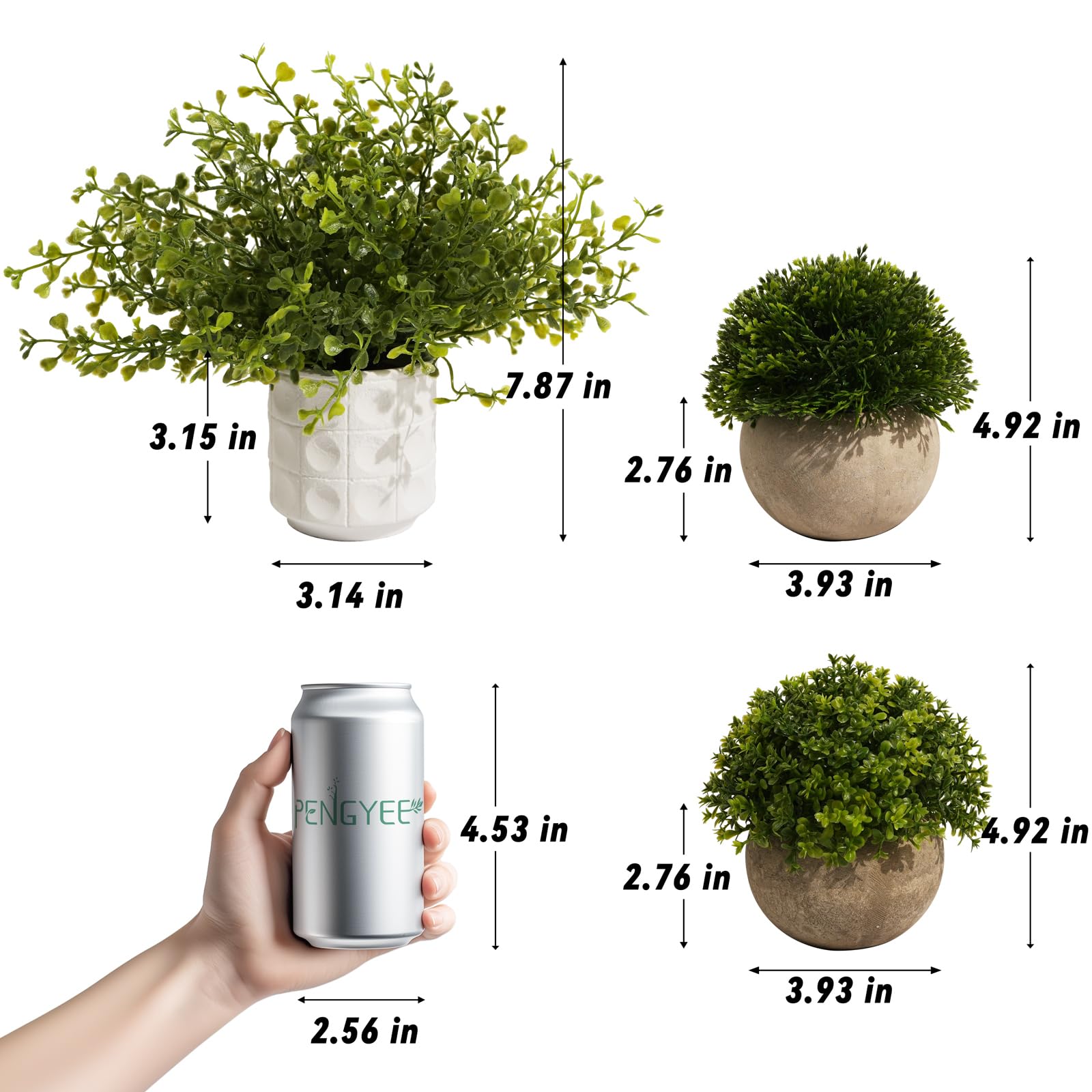 Amazon｜人工トピアリー植物&花、4点ミニ植物人工鉢セット フェイク 
