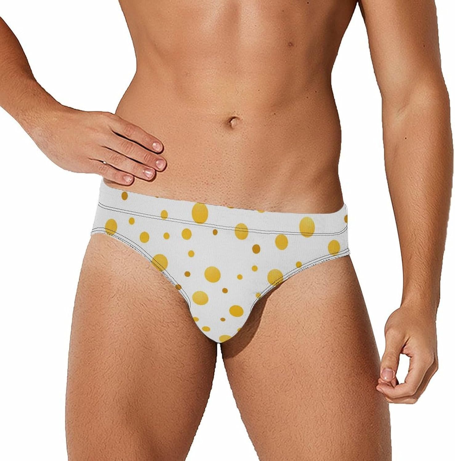 Gold Polka Dots Men's Swimsuit Brief Sexy Bikini Briefs Retro Printed Swimwear Quick Dry Swimming Trunks 3X-Large