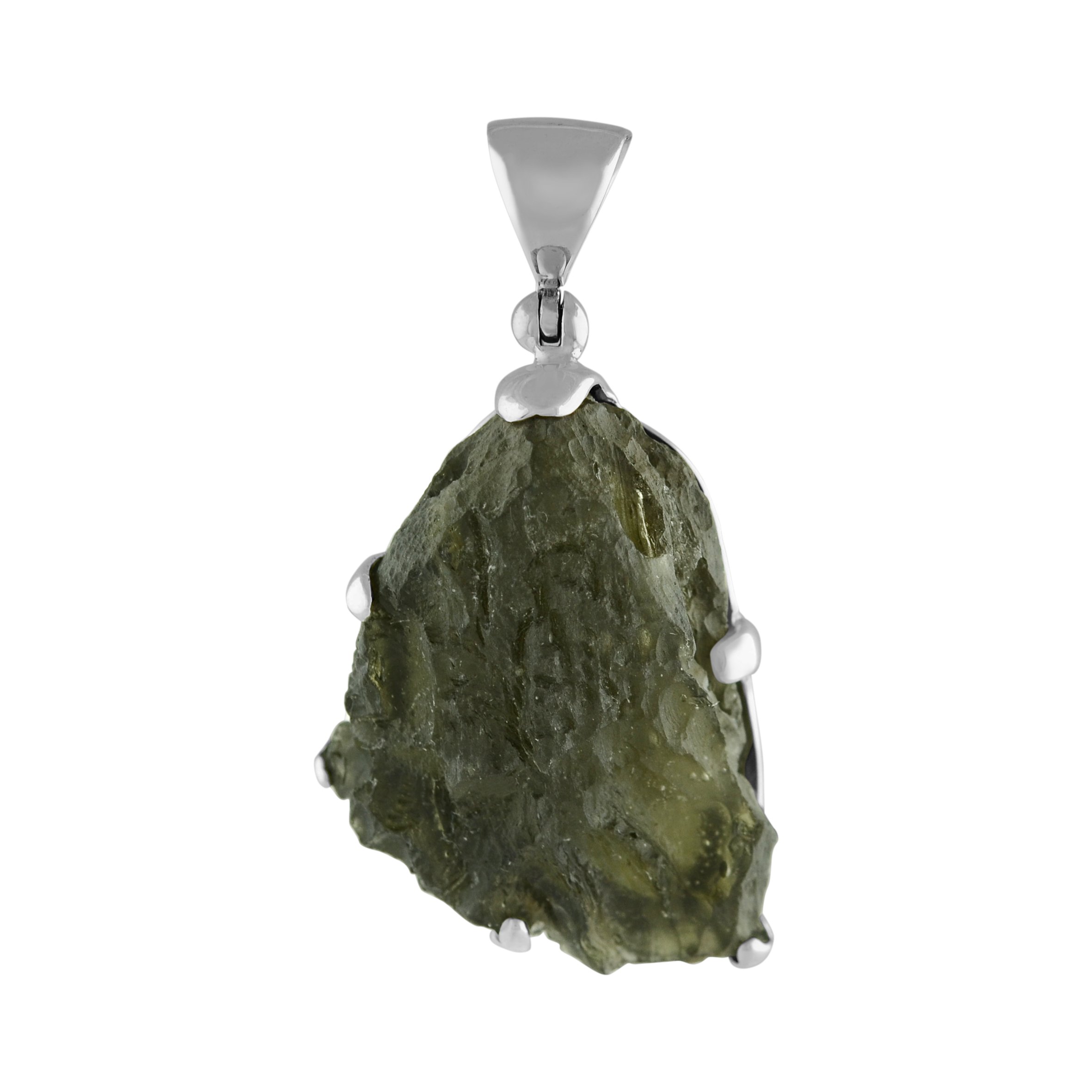 Starborn Pendente moldavite naturale 15-20 carati in argento sterling 925