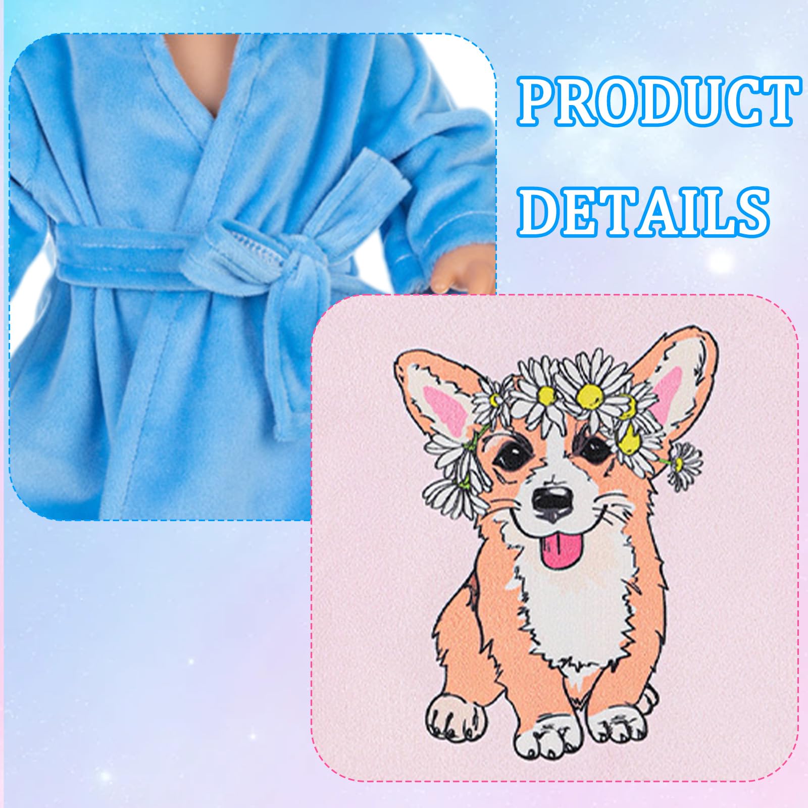 MUNKST 2 Sets Baby Doll Clothes 35-43 cm, Bear Doll Clothes with Pyjamas Underwear Shoes - Image 4