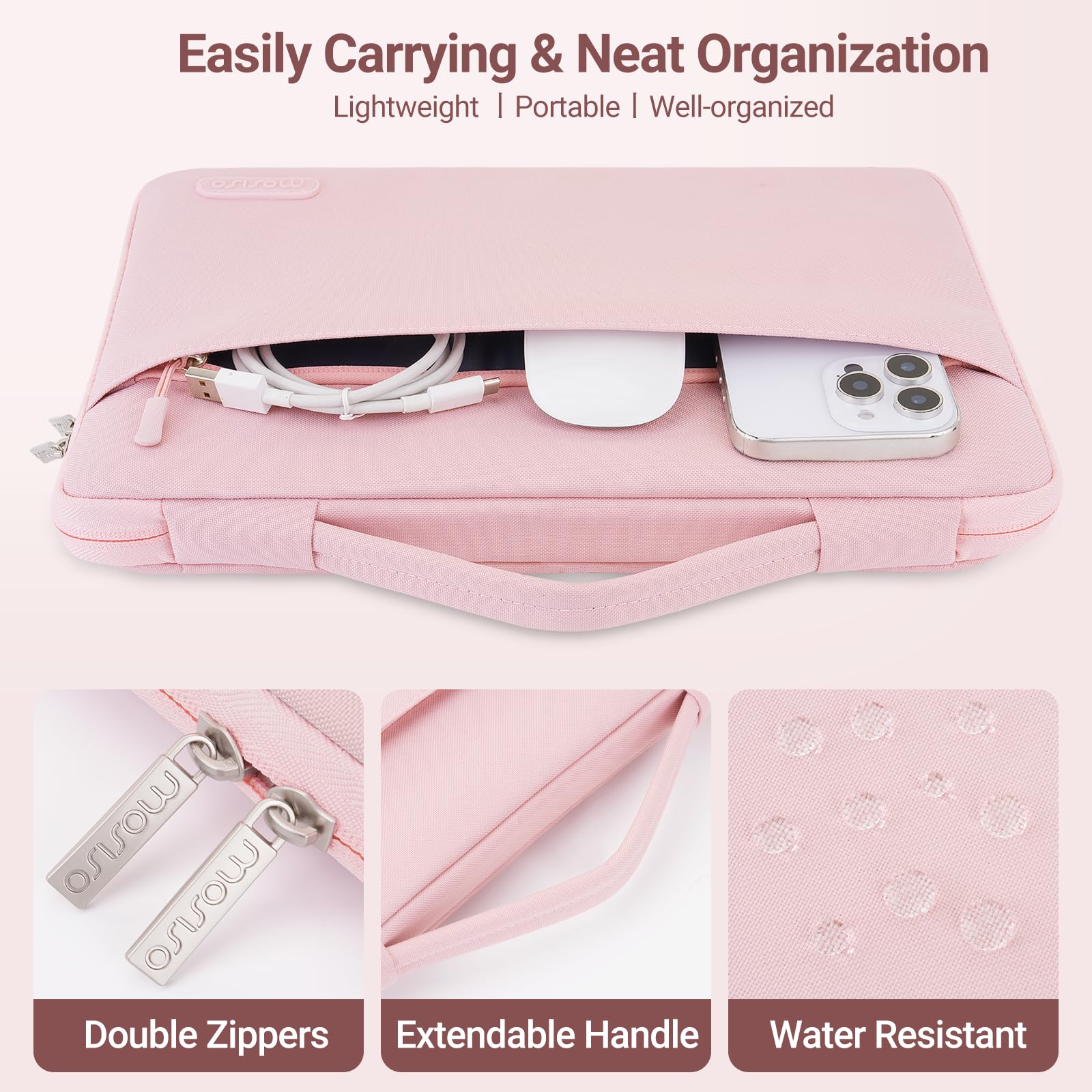 MOSISO Kompatible mit MacBook Neo 13 Zoll Hülle mit A18 Pro Chip 2026 A3404, 5-in-1 Kratzfest Hartschale Schutzhülle&Laptoptasche&Tastaturschutz&Displayschutzfolie&Webcam Abdeckung, Rosa