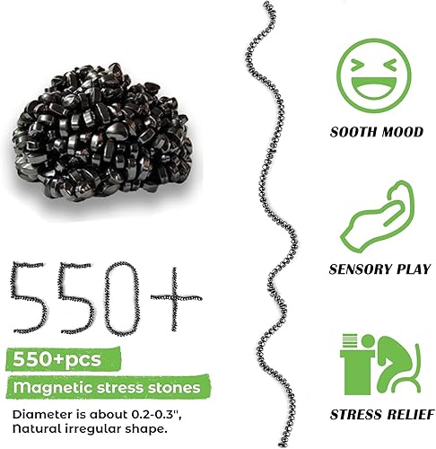 Miniatura 5 de 550 bolas magnéticas, juguetes sensoriales para adultos, masilla magnética de ferrita, juguetes sensoriales de escritorio para aliviar el estrés y
