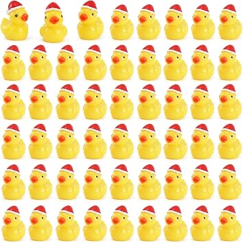 50Pcs Mini Resin Ducks، Mini Christmas Ducks Miniature Duck Figures Ornament for Craft، Dollhouse، Garden Decoration، Home Decorations Christmas Party تفضل الهدايا   