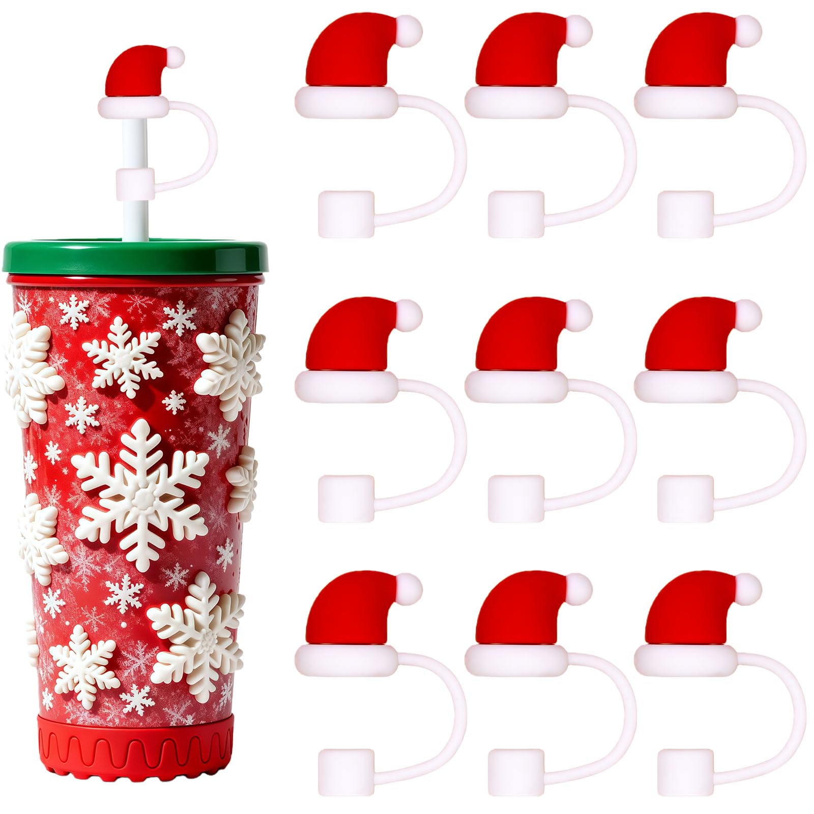 Housse de paille Stanley anti-poussière de Noël en silicone pour garder votre boisson propre
