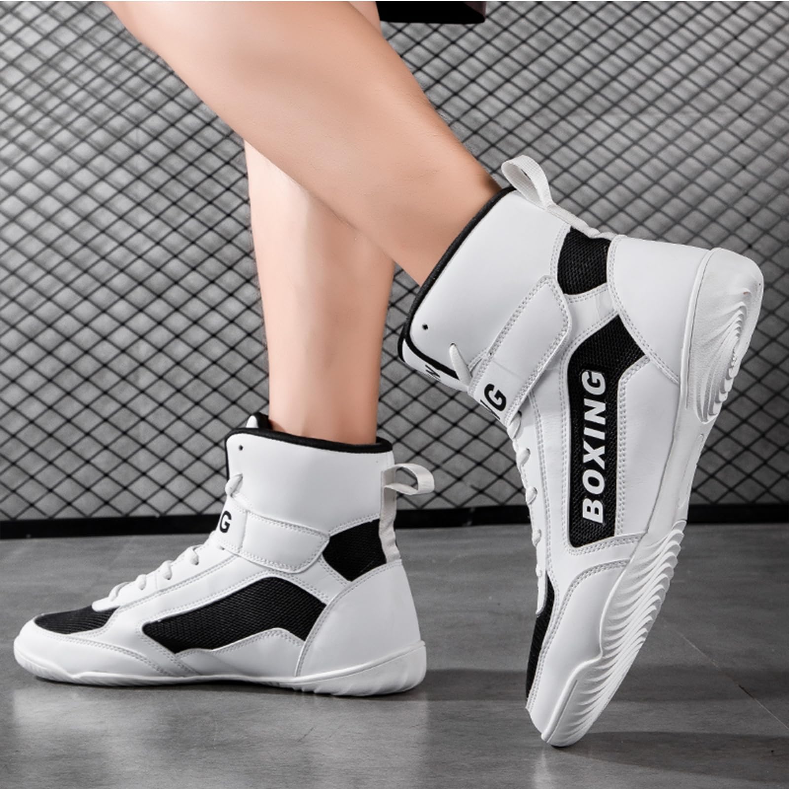 SDEQA Boxschuhe Herren Leichte Kampfsport Boxschuhe Atmungsaktive Bodybuilding Boxen Stiefel athletik Fitnesschuhe Große