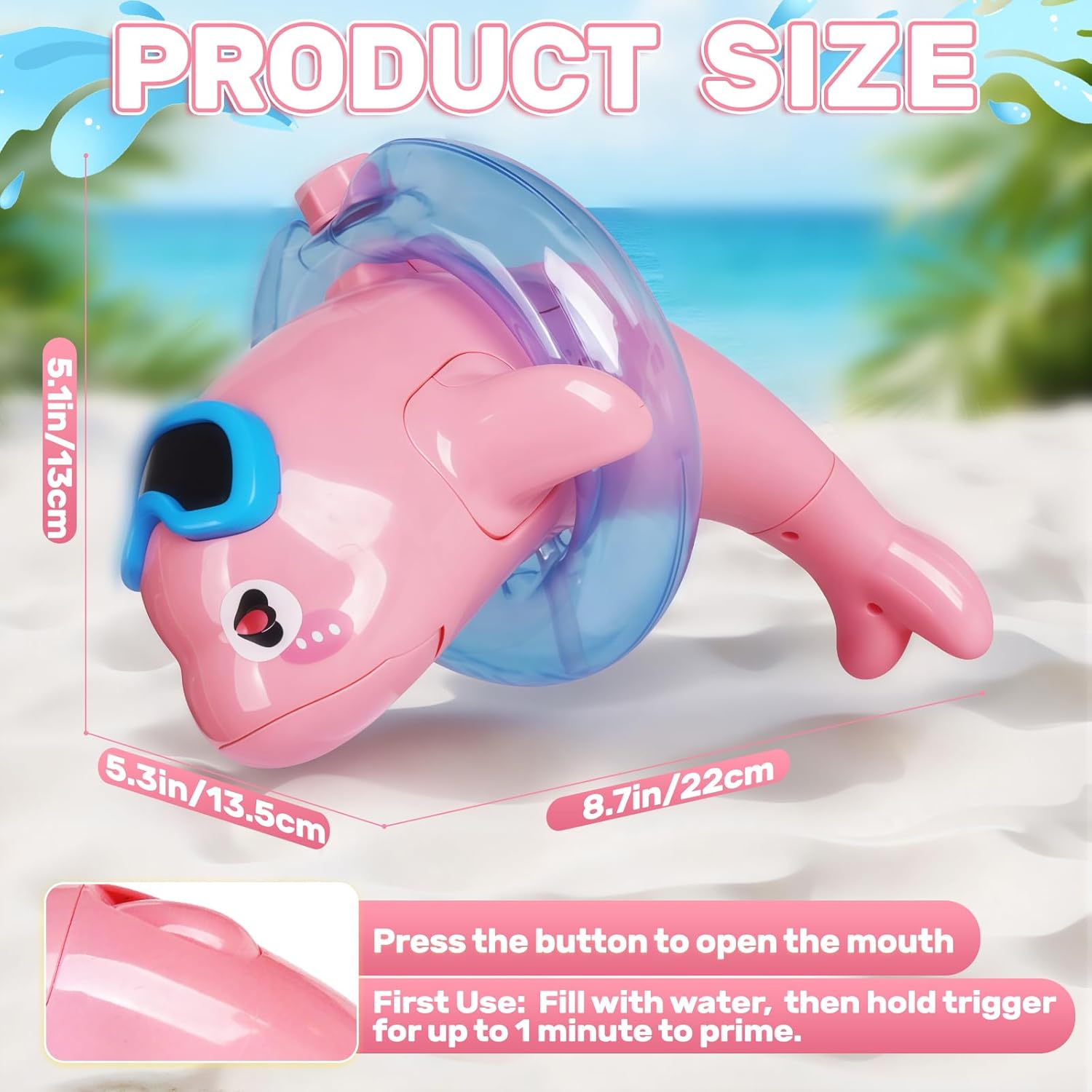 Pink Dolphin Electric Water Gun for Kids, Automatic Squirt Water Gun Toy with Sound & Light, 32FT Long Range, Summer Outdoor Beach Pool Water Toys for Boys Girls Toddlers