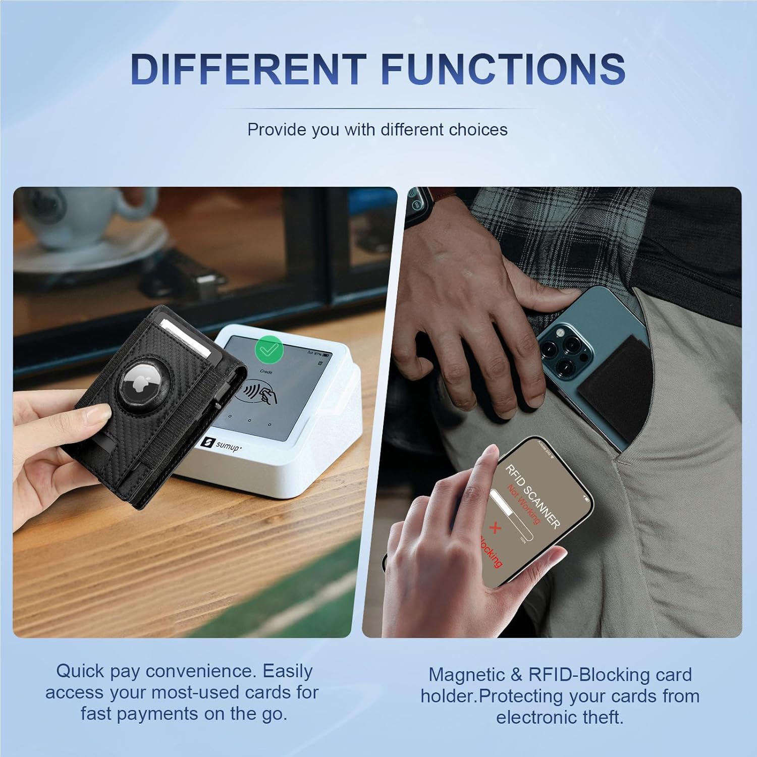 Magnetic Wallet with Card Holder for Iphone12~16, Slim & Minimalist Airtag Wallet with RFID Blocking Card Holder, Genuine Leather, Stretch Front Pocket, Carteras Hombres - Image 7