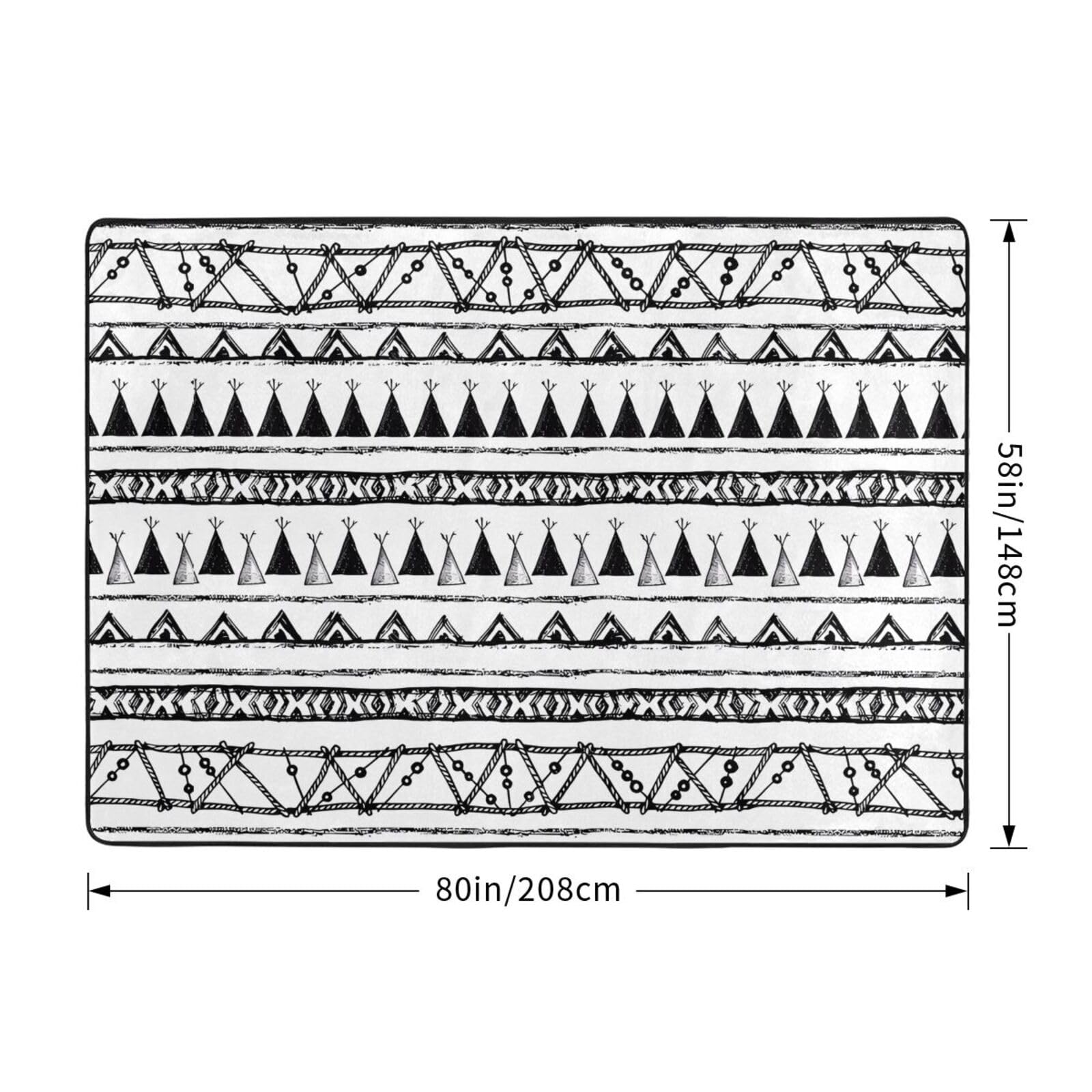 Tappeto in finta pelliccia con stampe con motivi nativi americani, 203,2 x 147,3 cm, ultra assorbente e morbido, comodo per casa, ufficio e oltre