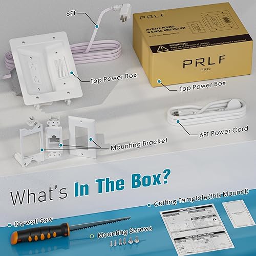 Miniatura 3 de Ocultacables de TV para TV montada en pared, kit de gestión de cables en pared, caja de tomacorriente – Ocultacables de doble tomacorriente con