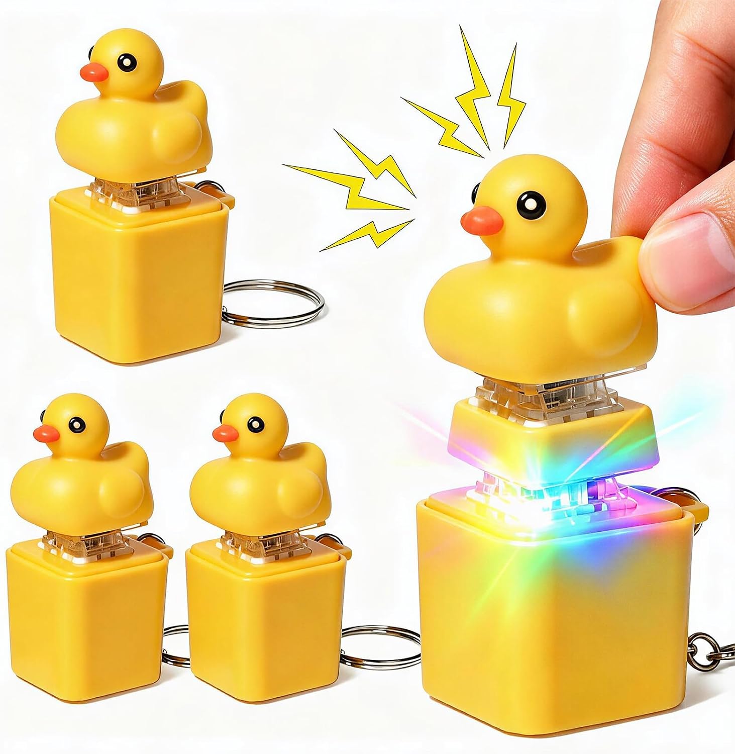 6 Pcs Duck Bound Button Keychain Anxiety Stress Relief Finger Clicker