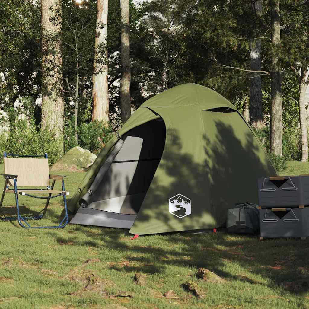 Kuppel Campingzelt für Personen orange wasserdicht, leichtes Polyester mit PU-Beschichtung, E Anschluss, abnehmbares Überzelt, Tragetasche, für Trekking Camping Wandern Outdoor