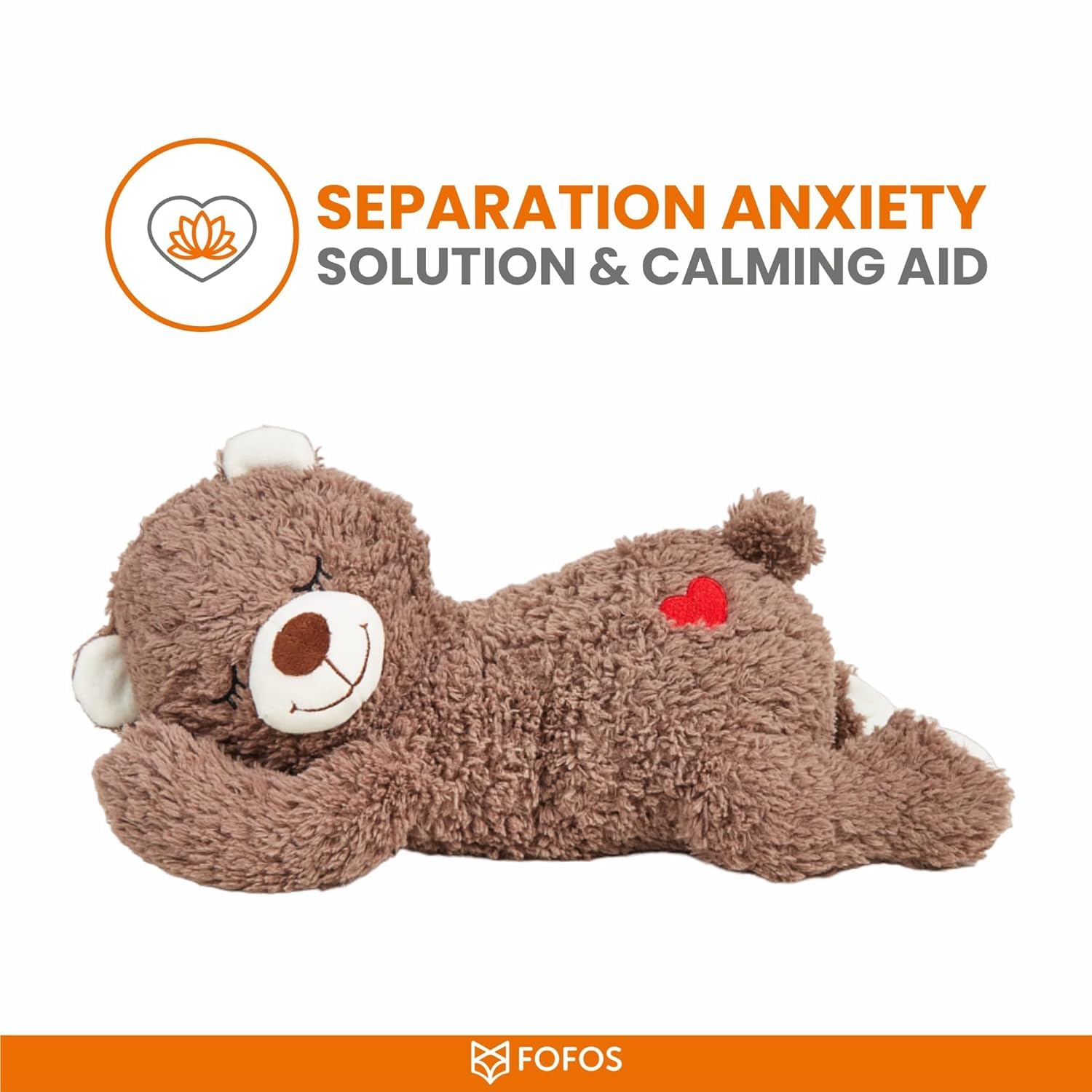 FOFOS Juguete de Latido del corazón para Cachorros: Juguete de Latido del corazón para aliviar la ansiedad por separación, Latido del corazón de Cachorro, Animal de Peluche, calmante para la ansiedad