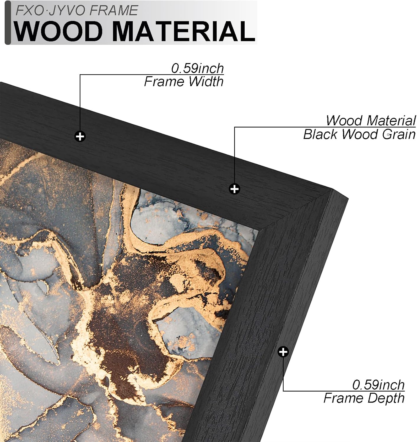 Engineered Wood Black 12 x 16 Frame Set of 4, Display Picture 10x14 with Mat or 12x16 Without Mat, Picture Frame with Wood-grain for Diamond Art Painting 30x40 cm - 4 Packs