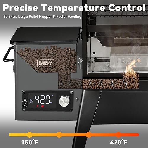 Miniatura 7 de Ahumador eléctrico vertical de pellets con tapa y sonda de carne, parrilla digital de barbacoa de 4 estantes, espacio de cocción de 616 pies