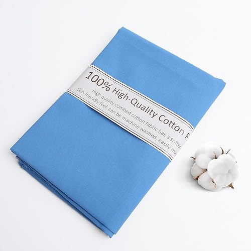 Blue Cotton Fabric, Natural 100% Cotton Poplin Fabric by The Yard 59 Inches Wide Lining Fabric for Sewing Apparel Cloth Soft Embroidery Quilting, 1 Yard