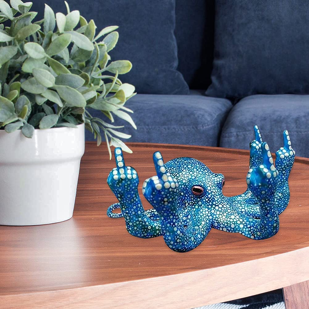 Celuicion Oktopus Figur Aus Harz - Blaue Meerestier Deko 10x10x8cm