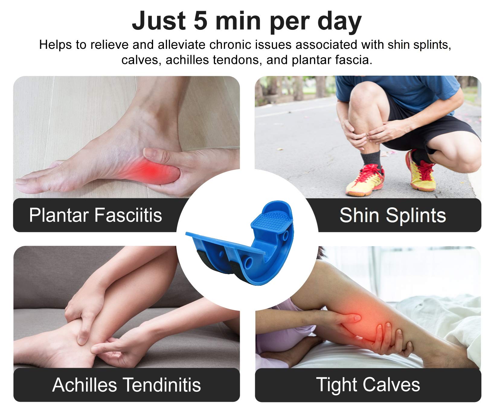 TyeinGoLumia Wellness Foot Rocker with Massage Ball - Calf Stretcher for Plantar Fasciitis, Achilles Tendonitis, Shin Splints, Heel, Feet Pain Relief - Ankle Wedge Stretches Strained Leg Muscle