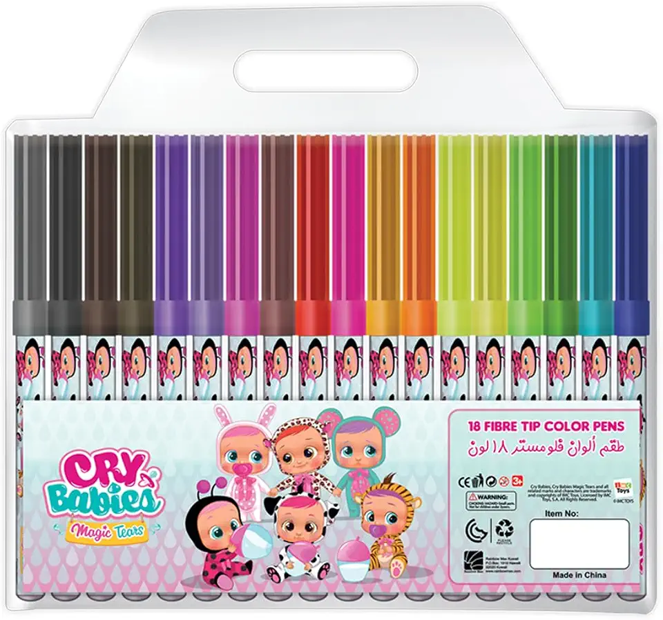 Cry Babies Fibre Tip Color Markers Set 18-Pieces