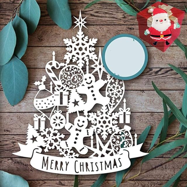 Cutting Dies for Card MakingCutting Dies Cut Stencils for DIY Scrapbooking Photo Album Decorative Embossing Paper Dies for Card Making Templated+Cute Brooch Pin (Merry Christmas)