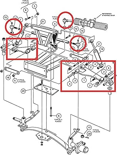 Miniatura 7 de Huskey - Kit de reparación para carrito de golf, kit de pasador King y kit de bujes frontales, extremos de barra de acoplamiento para Club Car