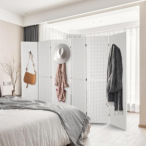 Vista 61 de Babion Pantalla de tablero de clavijas de 4 paneles, divisor de habitación, pantallas de privacidad plegables independientes, soporte de exhibición