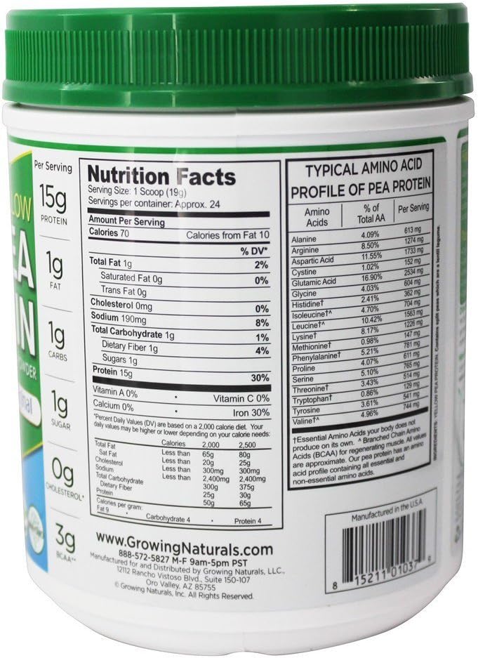 Growing Naturals Pea Protein Powder Natrl 16 Oz5