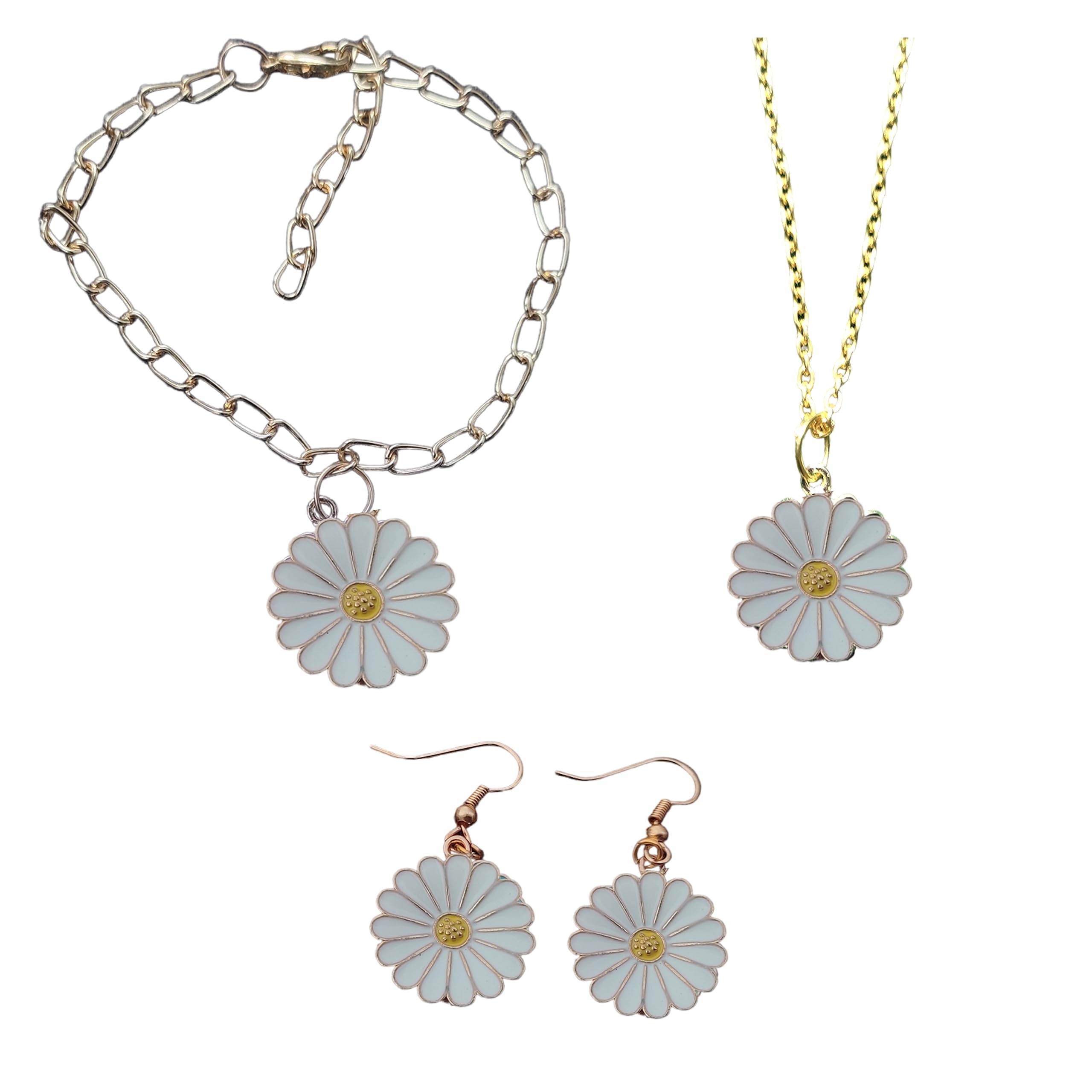 SIRANI, PRETTY DAISY PENDANT NECKLACE, BRACELET AND EARRINGS SET FOR WOMEN GIRLS| NECKLACE SET| ACCESSORIES GIFT FOR GIRLS AND WOMEN (White) (B0CF9HPJST) Amazon Price History, Amazon Price Tracker