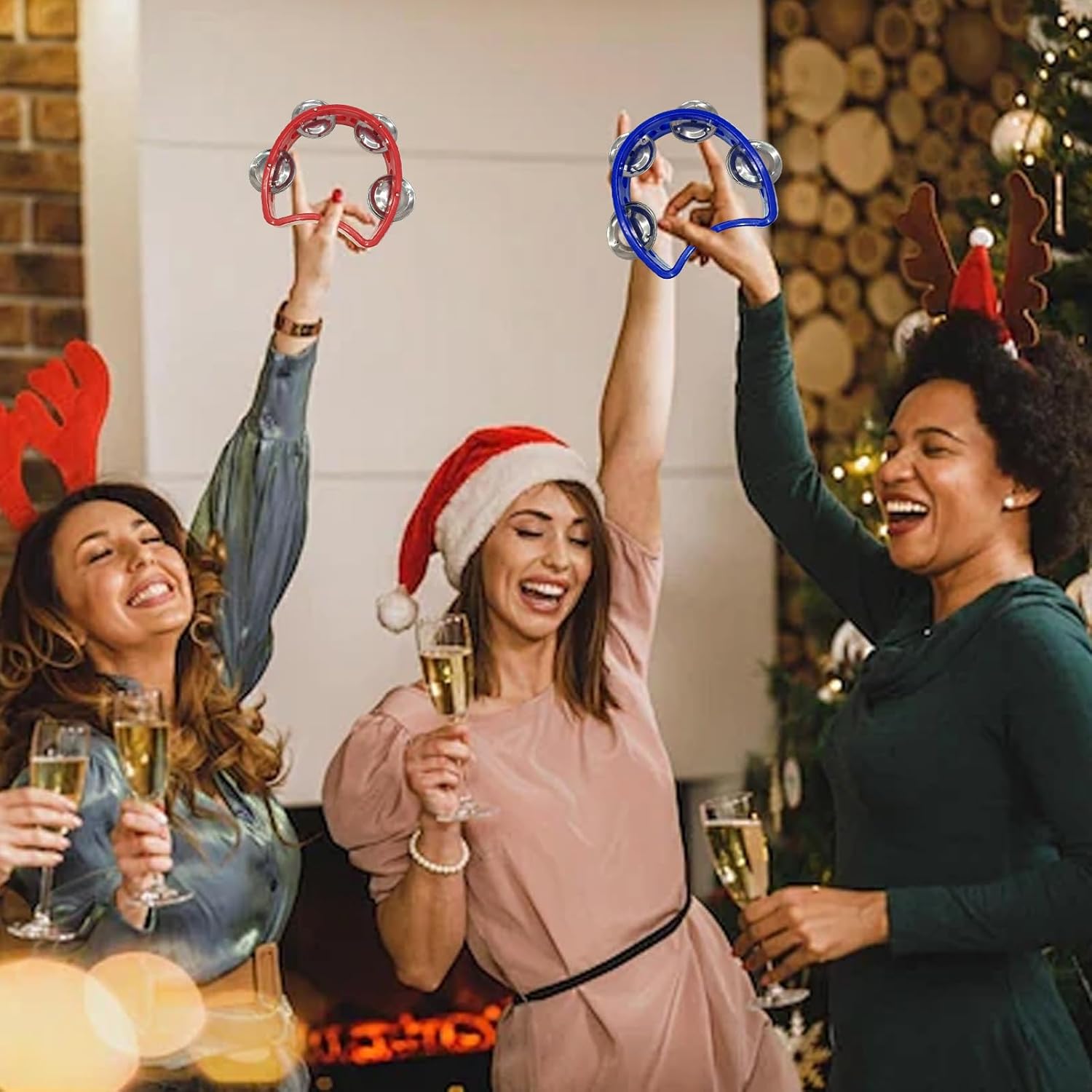 30 Pack Tambourine with 4 Bells Handheld Tambourines, Plastic Tamborines Musical Instrumen, Mini Percussion Tambourines for Noise Makers and All Groups for Holiday Party Education （5Colors）